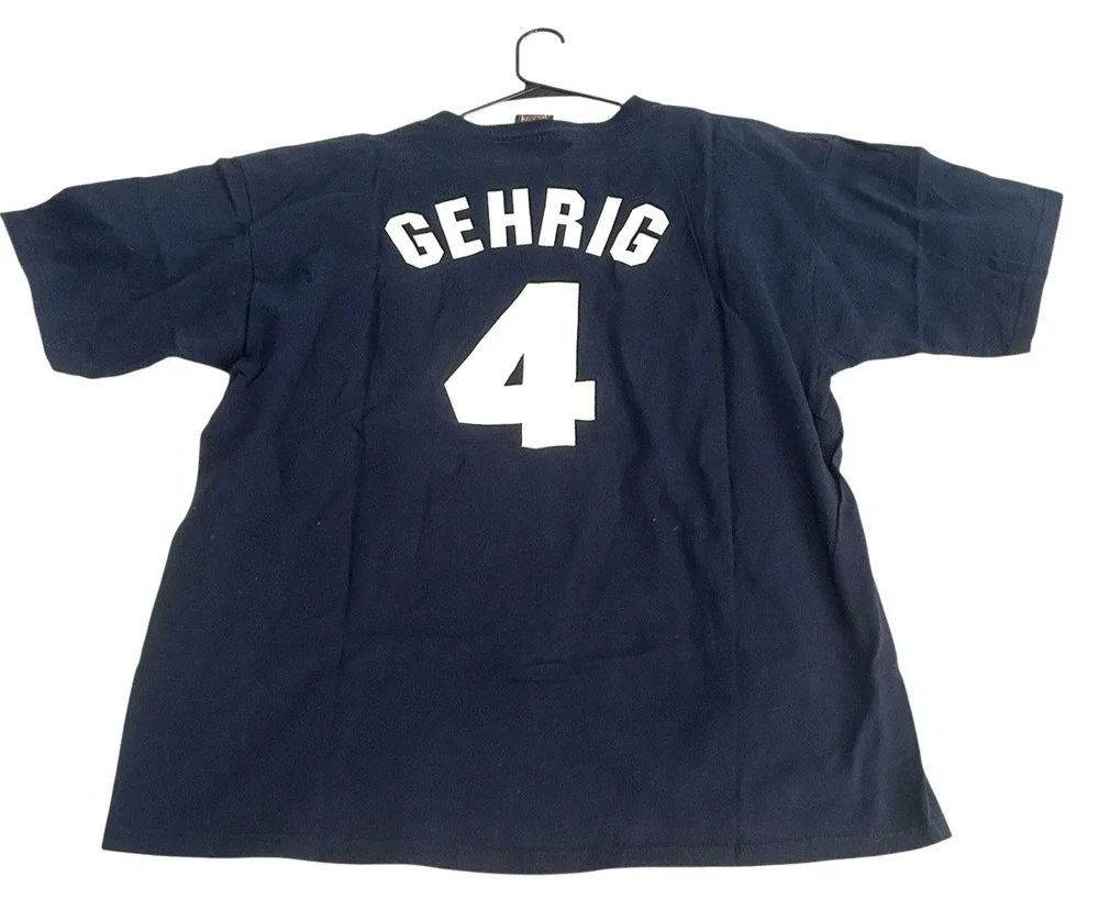 Vtg NY Yankees Cooperstown Collection #4 Lou Gehrig Cotton T-Shirt Mens 2X EUC
